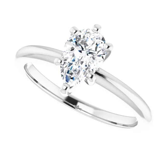 14K White Gold 1.05 CTW Pear Solitaire Lab Grown Diamond Engagement Ring-diamondnetjewellery