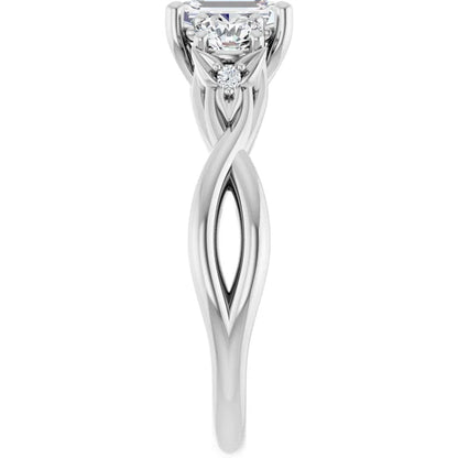 14K White Gold 1.06 CTW Emerald Cut Three-stone Diamond Engagement Ring