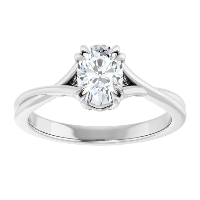 14K White Gold 1.06 CTW Oval Solitaire Criss-Cross Lab Grown Diamond Engagement Ring-diamondnetjewellery