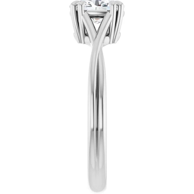 14K White Gold 1.06 CTW Oval Solitaire Criss-Cross Lab Grown Diamond Engagement Ring-diamondnetjewellery