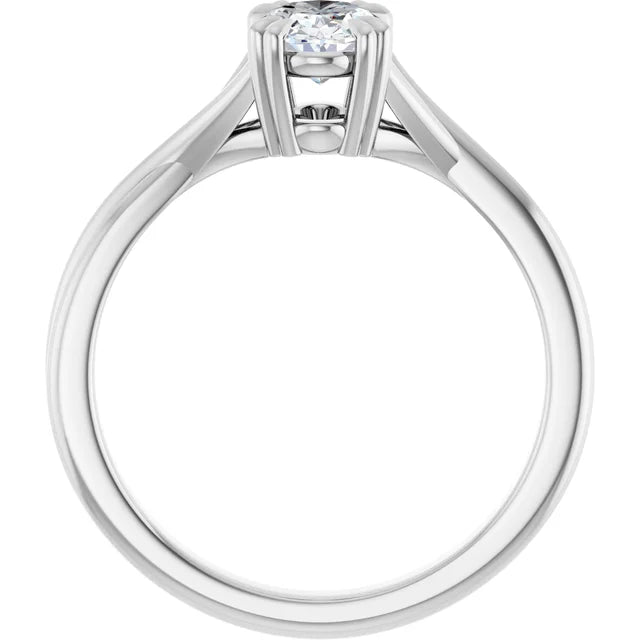14K White Gold 1.06 CTW Oval Solitaire Criss-Cross Lab Grown Diamond Engagement Ring-diamondnetjewellery