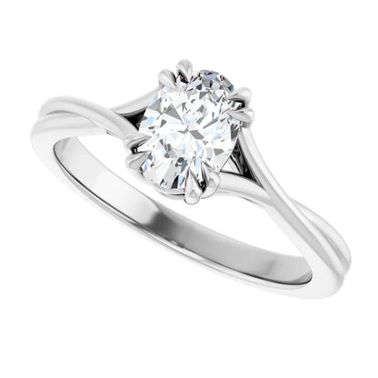 14K White Gold 1.06 CTW Oval Solitaire Criss-Cross Lab Grown Diamond Engagement Ring-diamondnetjewellery
