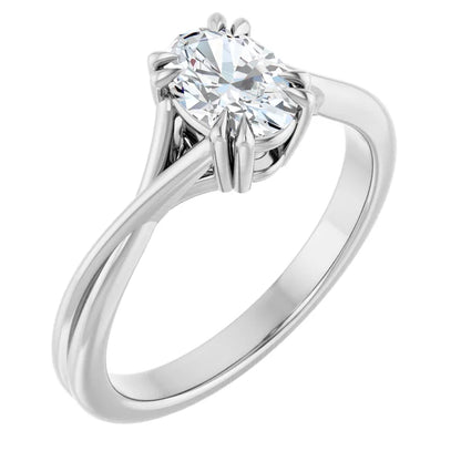 14K White Gold 1.06 CTW Oval Solitaire Criss-Cross Lab Grown Diamond Engagement Ring-diamondnetjewellery