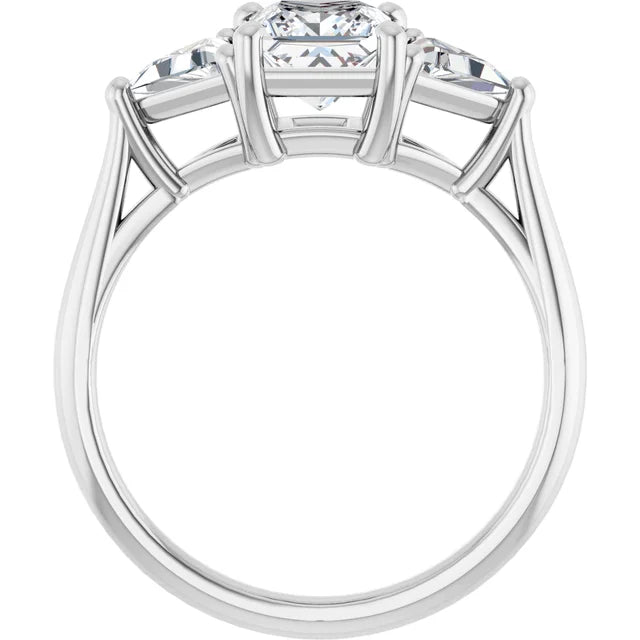14K White Gold 1.06 CTW Princess Cut Three Stone Diamond Engagement Ring-diamondnetjewellery