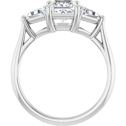 14K White Gold 1.06 CTW Princess Cut Three Stone Diamond Engagement Ring-diamondnetjewellery