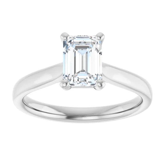 14K White Gold 1.07 CTW Emerald Solitaire Lab Grown Diamond Engagement Ring