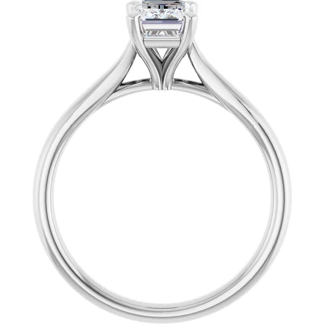 14K White Gold 1.07 CTW Emerald Solitaire Lab Grown Diamond Engagement Ring