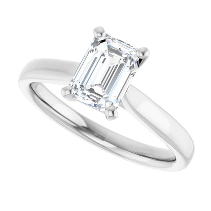 14K White Gold 1.07 CTW Emerald Solitaire Lab Grown Diamond Engagement Ring