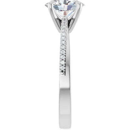 14K White Gold 1.07 CTW Oval Accented Diamond Engagement Ring