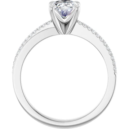 14K White Gold 1.07 CTW Oval Accented Diamond Engagement Ring