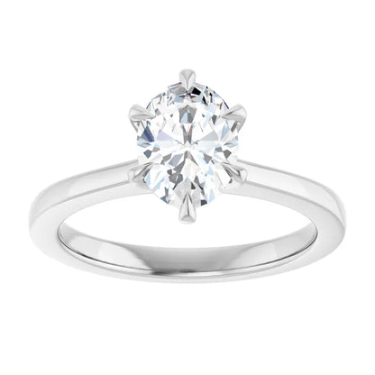 14K White Gold 1.08 CTW Oval Solitaire Cathedral Lab Grown Diamond Engagement Ring