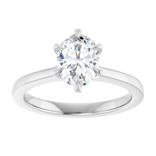 14K White Gold 1.08 CTW Oval Solitaire Cathedral Lab Grown Diamond Engagement Ring