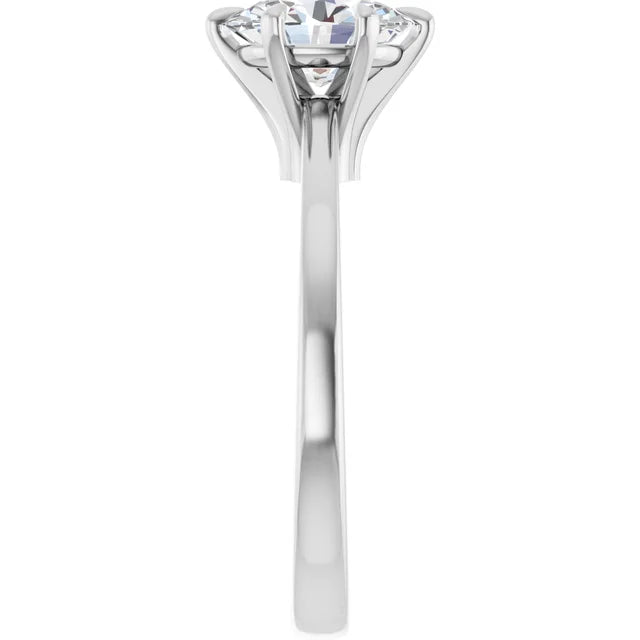 14K White Gold 1.08 CTW Oval Solitaire Cathedral Lab Grown Diamond Engagement Ring