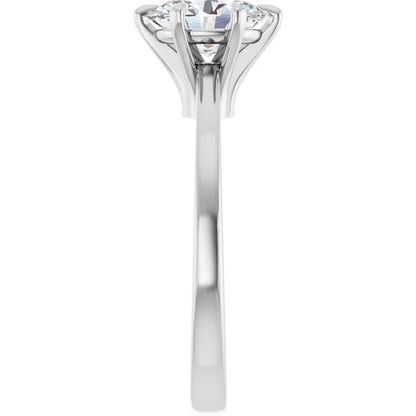 14K White Gold 1.08 CTW Oval Solitaire Cathedral Lab Grown Diamond Engagement Ring