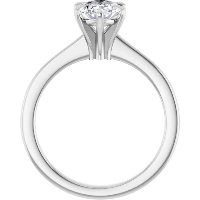 14K White Gold 1.08 CTW Oval Solitaire Cathedral Lab Grown Diamond Engagement Ring