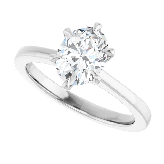 14K White Gold 1.08 CTW Oval Solitaire Cathedral Lab Grown Diamond Engagement Ring