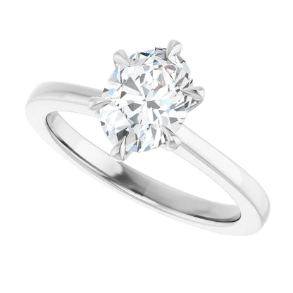 14K White Gold 1.08 CTW Oval Solitaire Cathedral Lab Grown Diamond Engagement Ring