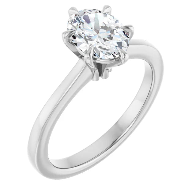 14K White Gold 1.08 CTW Oval Solitaire Cathedral Lab Grown Diamond Engagement Ring