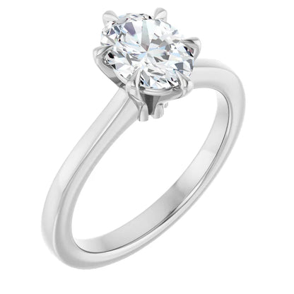 14K White Gold 1.08 CTW Oval Solitaire Cathedral Lab Grown Diamond Engagement Ring