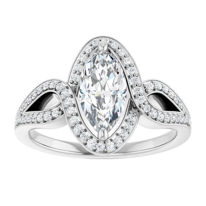 14K White Gold 1.10 CTW Marquise Halo Lab Grown Diamond Engagement Ring