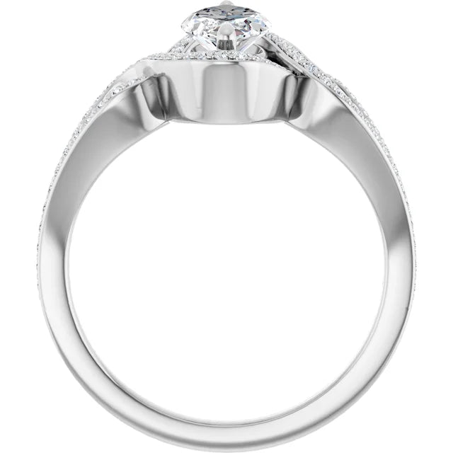 14K White Gold 1.10 CTW Marquise Halo Lab Grown Diamond Engagement Ring
