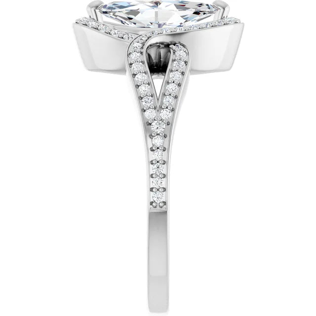 14K White Gold 1.10 CTW Marquise Halo Lab Grown Diamond Engagement Ring