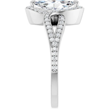14K White Gold 1.10 CTW Marquise Halo Lab Grown Diamond Engagement Ring
