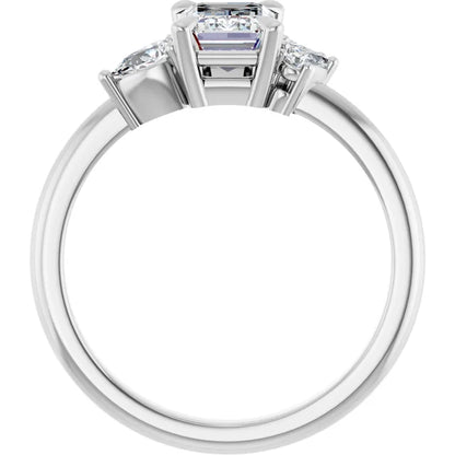 14K White Gold 1.11 CTW Emerald Cut Diamond Engagement Ring with Cluster Accents-diamondnetjewellery