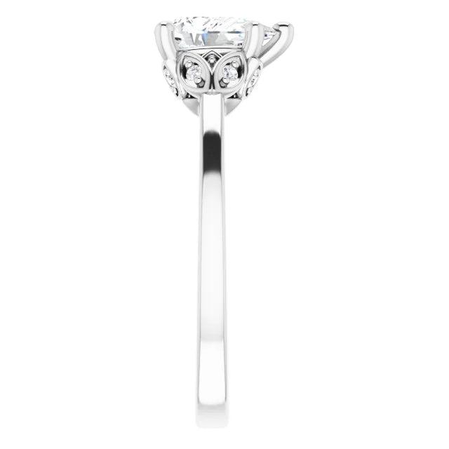 14K White Gold 1.11 CTW Pear Solitaire Pavé Lab Grown Diamond Engagement Ring