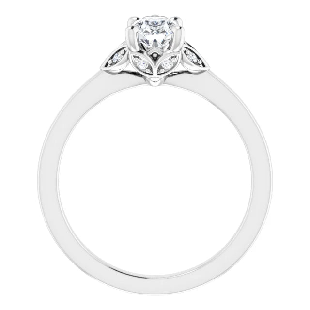 14K White Gold 1.11 CTW Pear Solitaire Pavé Lab Grown Diamond Engagement Ring