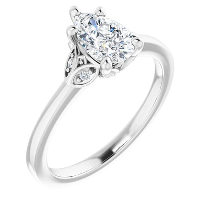 14K White Gold 1.11 CTW Pear Solitaire Pavé Lab Grown Diamond Engagement Ring