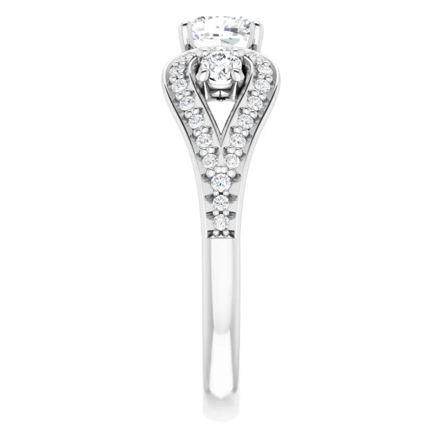 14K White Gold 1.12 CTW Cushion Cut Vintage Diamond Engagement Ring-diamondnetjewellery
