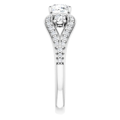 14K White Gold 1.12 CTW Cushion Cut Vintage Diamond Engagement Ring-diamondnetjewellery