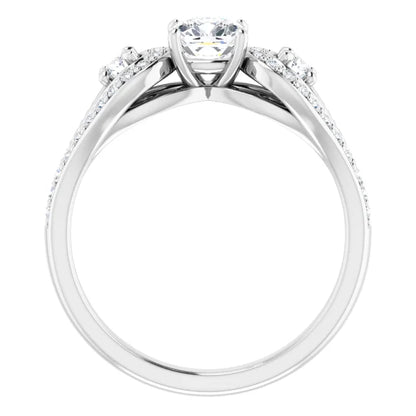 14K White Gold 1.12 CTW Cushion Cut Vintage Diamond Engagement Ring-diamondnetjewellery