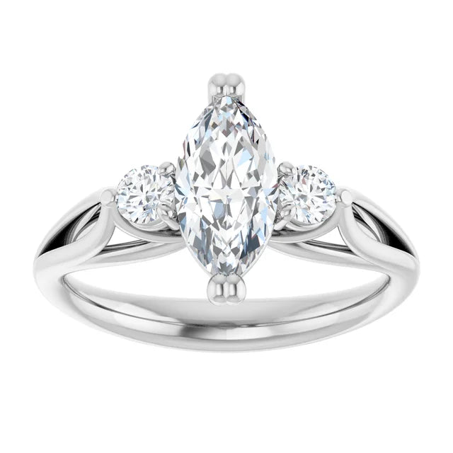 14K White Gold 1.13 CTW Marquise Three Stone Lab Grown Diamond Engagement Ring
