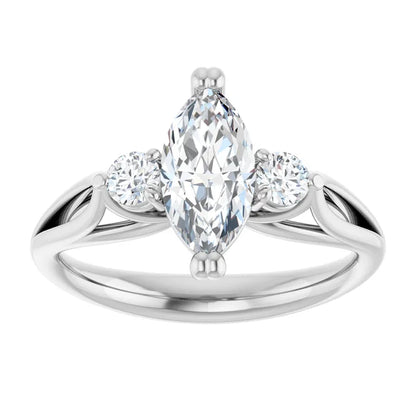 14K White Gold 1.13 CTW Marquise Three Stone Lab Grown Diamond Engagement Ring