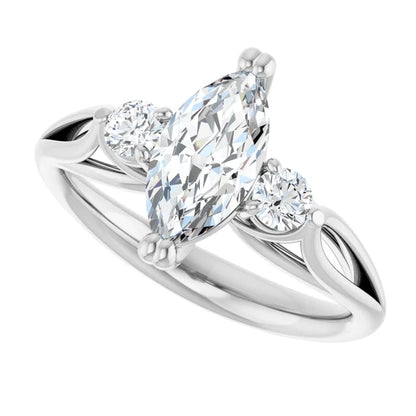 14K White Gold 1.13 CTW Marquise Three Stone Lab Grown Diamond Engagement Ring