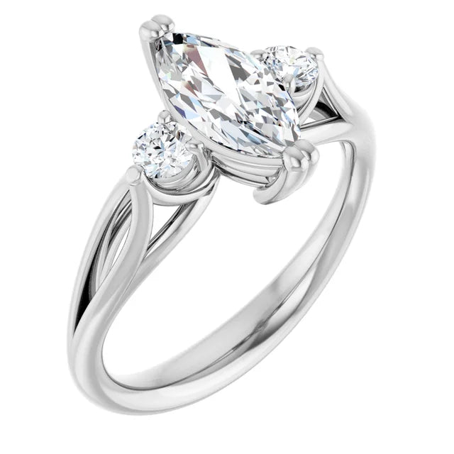14K White Gold 1.13 CTW Marquise Three Stone Lab Grown Diamond Engagement Ring