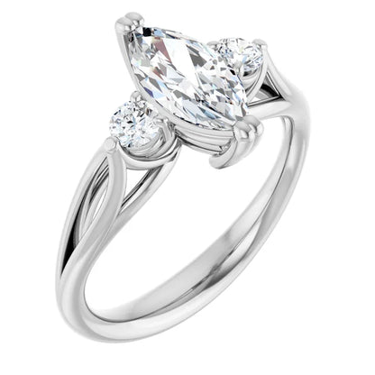 14K White Gold 1.13 CTW Marquise Three Stone Lab Grown Diamond Engagement Ring