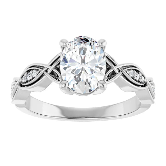 14K White Gold 1.14 CTW Oval Twisted Pavé Lab Grown Diamond Engagement Ring