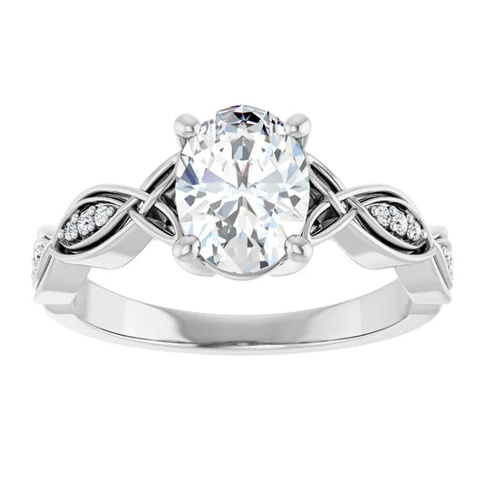 14K White Gold 1.14 CTW Oval Twisted Pavé Lab Grown Diamond Engagement Ring
