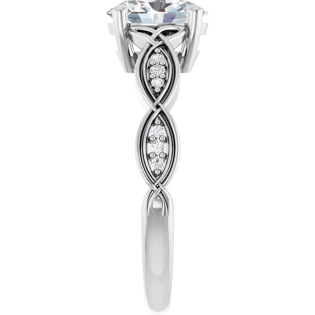 14K White Gold 1.14 CTW Oval Twisted Pavé Lab Grown Diamond Engagement Ring