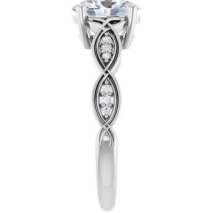 14K White Gold 1.14 CTW Oval Twisted Pavé Lab Grown Diamond Engagement Ring