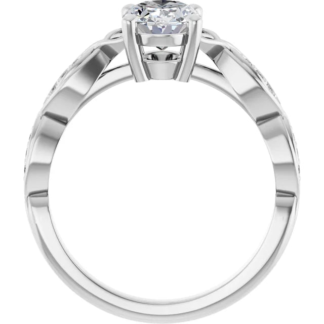14K White Gold 1.14 CTW Oval Twisted Pavé Lab Grown Diamond Engagement Ring
