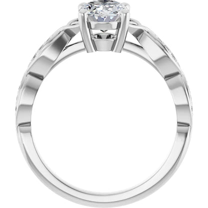 14K White Gold 1.14 CTW Oval Twisted Pavé Lab Grown Diamond Engagement Ring