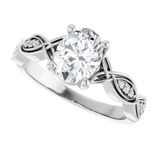 14K White Gold 1.14 CTW Oval Twisted Pavé Lab Grown Diamond Engagement Ring