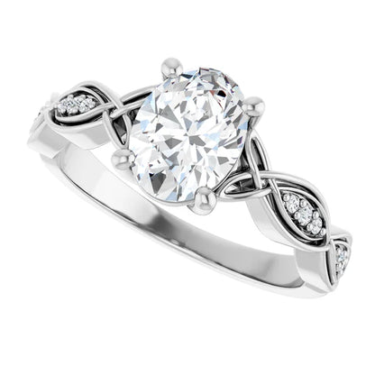 14K White Gold 1.14 CTW Oval Twisted Pavé Lab Grown Diamond Engagement Ring