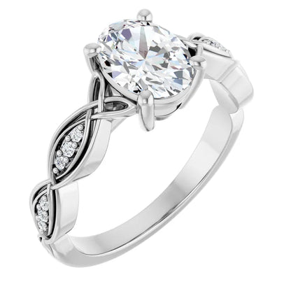 14K White Gold 1.14 CTW Oval Twisted Pavé Lab Grown Diamond Engagement Ring