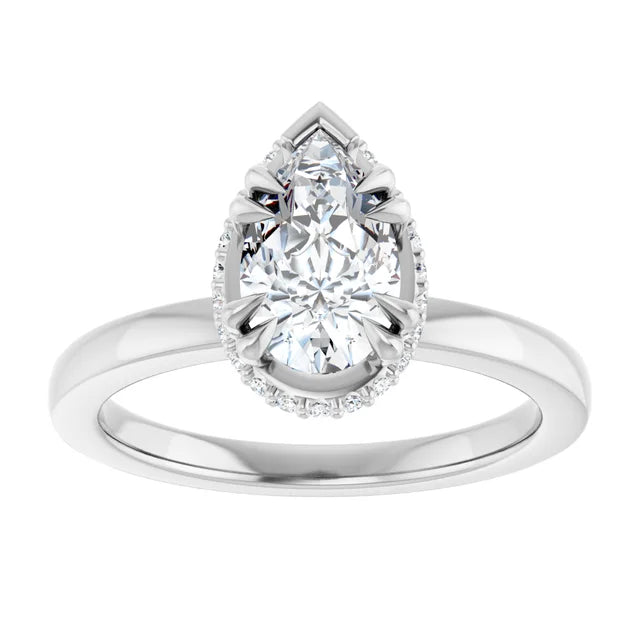 14K White Gold 1.14 CTW Pear Hidden Halo Solitaire Lab Grown Diamond Engagement Ring