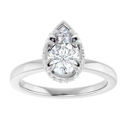 14K White Gold 1.14 CTW Pear Hidden Halo Solitaire Lab Grown Diamond Engagement Ring